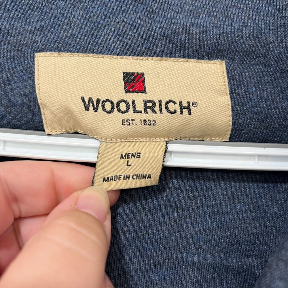 Woolrich Mens Shacket Large Plaid Flannel Heavy Outerwear Work Cotton Navy Ombre - Picture 2 of 5